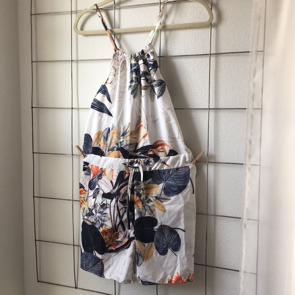 Open back floral play suit